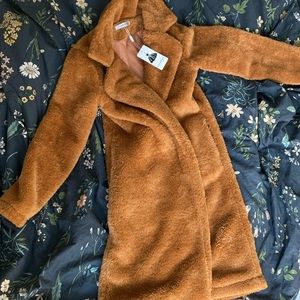 Faux Fur Knee Length Coat, Size S/4